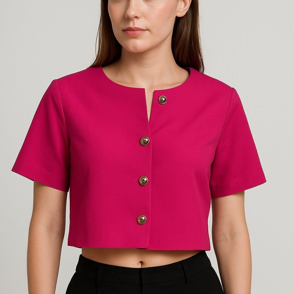 Amanda Uprichard Pink Crop Blouse Size Large – Sample Sale, New Without Tags